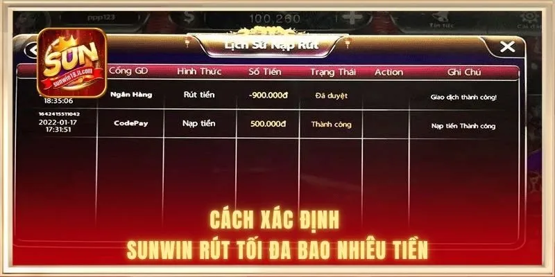 Cách xác định SUNWIN rút tối đa bao nhiêu tiền